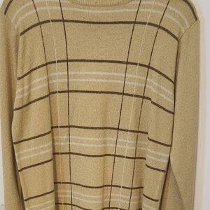 Plaid Turtleneck Sweater - Beige and Brown
